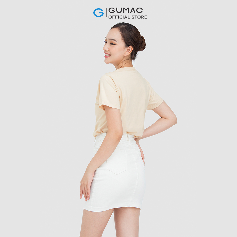 Áo thun nữ GUMAC ATC05073 thêu hình trẻ trung