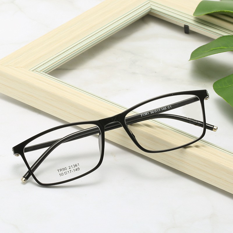 Gọng Kính Cận 21361 Hàn QuốcKính Giả Cận Mắt Kính Chữ Nhật Gọng Nhựa Dẻo Kính Không Độ Có Hộp Đựng Khăn Lau