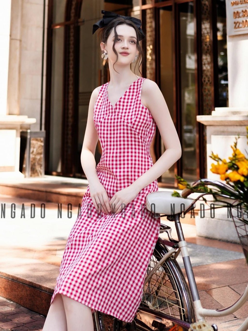 Đầm caro đỏ cổ tim NGADO , đầm nữ , Đầm vintage , Đầm mùa hè , Đầm dạo phố , Đầm xinh , Đầm thiết kế