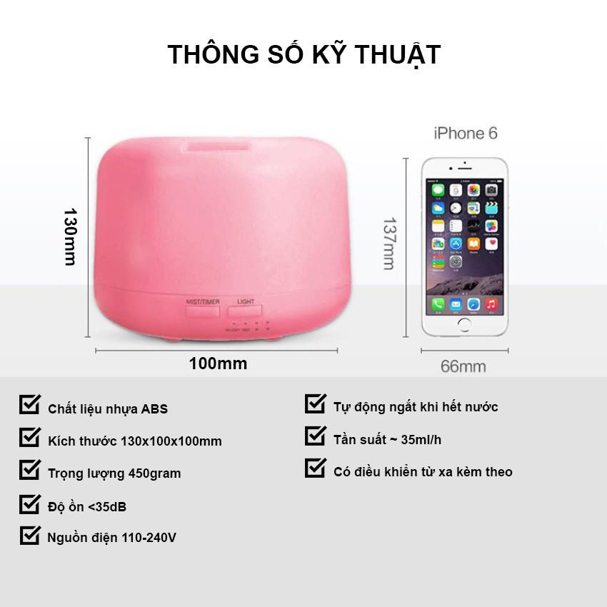 Máy xông tinh dầu hình trụ loại lớn 500ml và 300ml nhựa ABS có đèn led 7 màu Aroma Diffuser - Venado