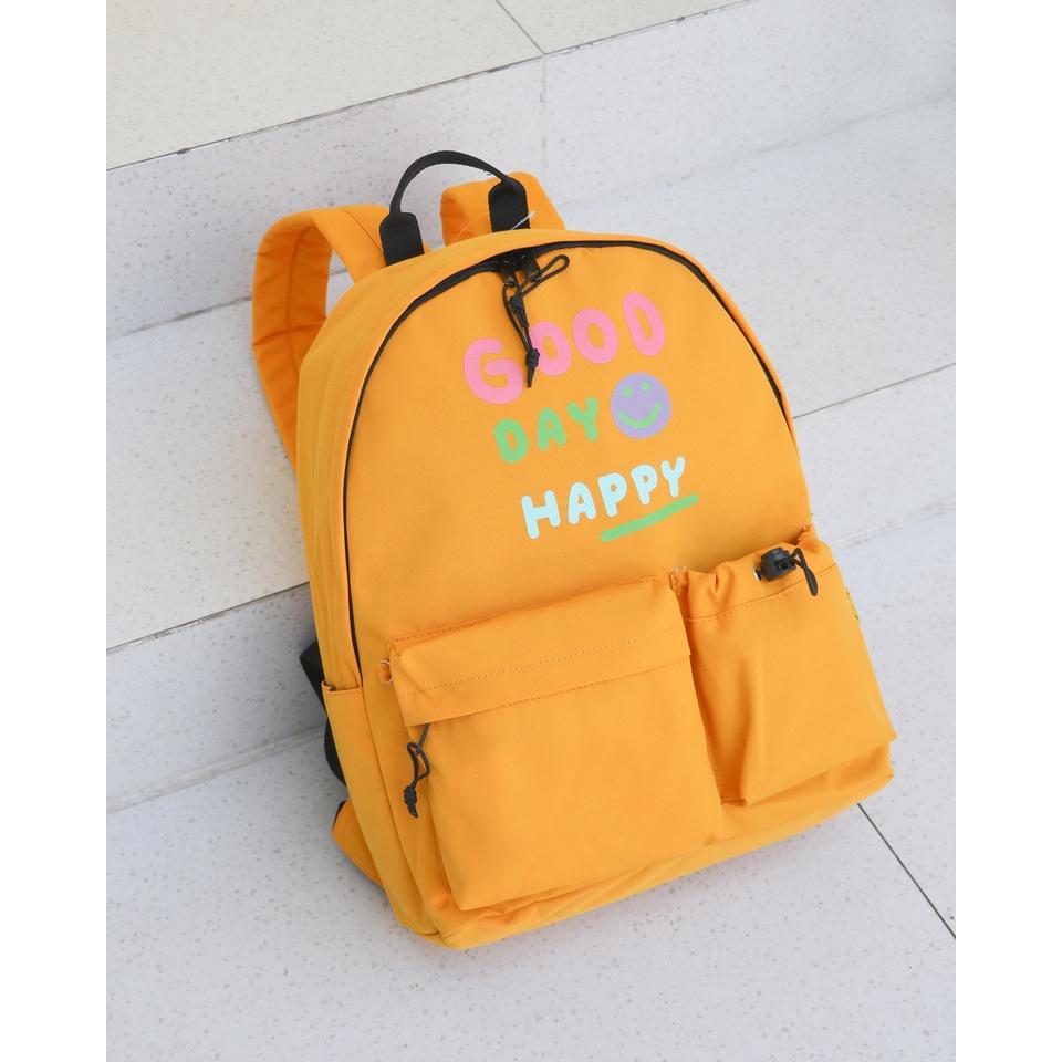 Balo học sinh Unisex, thiết kế thời trang, dễ thương (BL DA HAPPY) - BOM