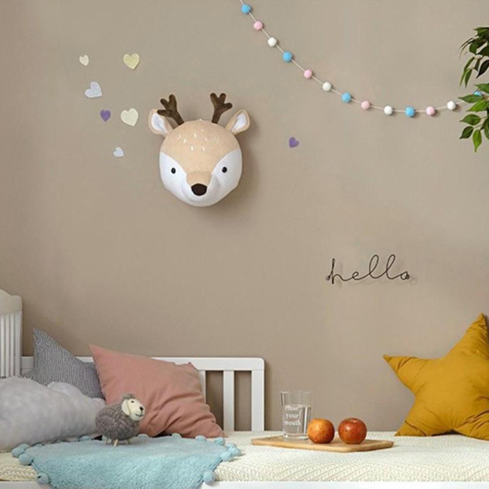 2x Wall Decor Animal Head Wall Ornaments Wall Hanging Mount for Kids Room