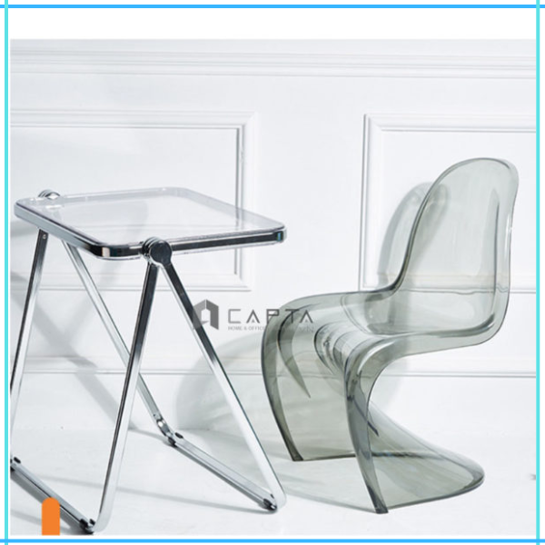 Ghế ngồi cafe trà sữa tựa lưng nhựa trong suốt chân quỳ hiện đại nhập khẩu PANTON-PC - Panton chair creative acrylic