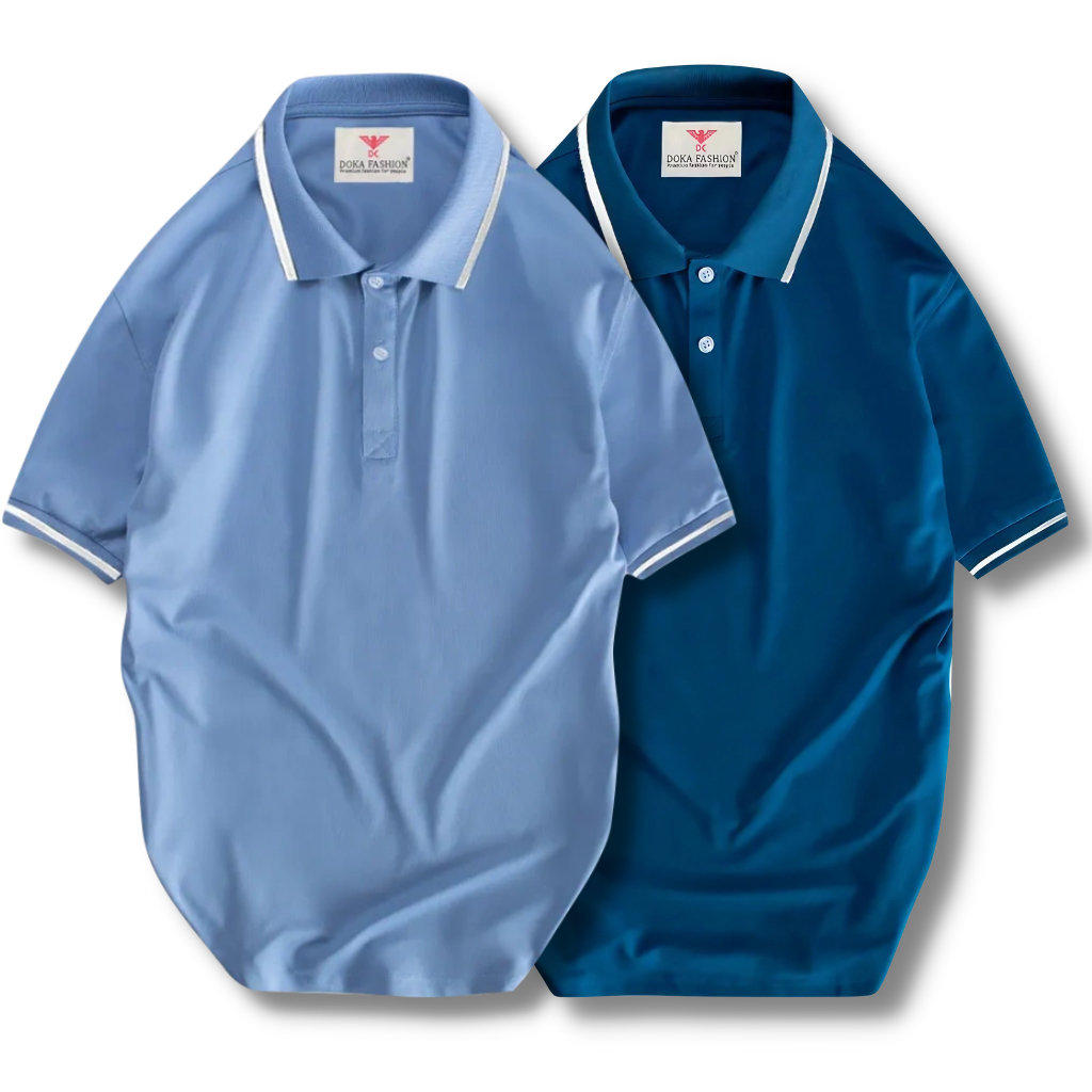 Áo Polo Nam Tặng 1 Quần Lót Thái Pique Basic Co Giãn Thoáng Khí Thương Hiệu Doka, Combo 2 Ao - Dbm215 - Xdương, Xbích - Xl