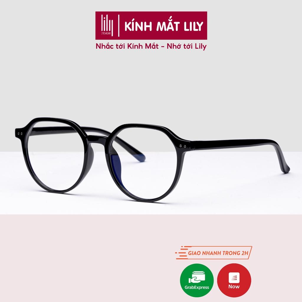 Kính mắt nam nữ LILYEYEWEAR nhựa dẻo mắt tròn đa giác màu sắc thời trang 2361