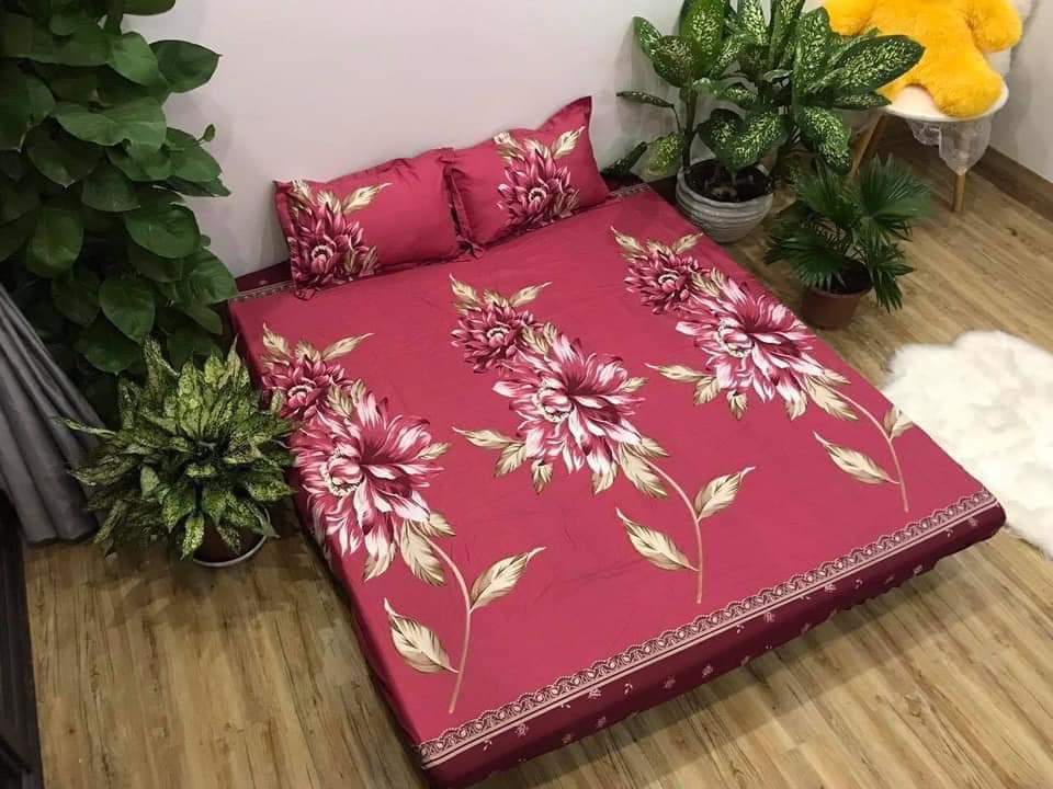 Bộ 4 món Ga Gối Cúc Mận Chất liệu Cotton Poly