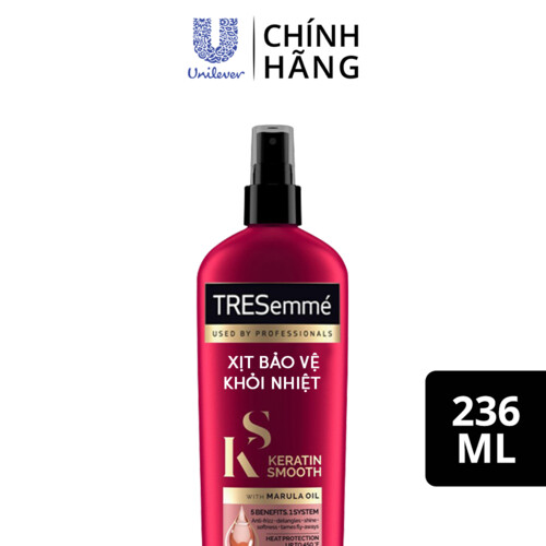 Xịt bảo vệ TRESEMME Keratin Smooth Xịt dưỡng tóc tạo kiểu Dầu dưỡng tóc Marula & Keratin Bảo vệ tóc khỏi nhiệt độ cao 236ml