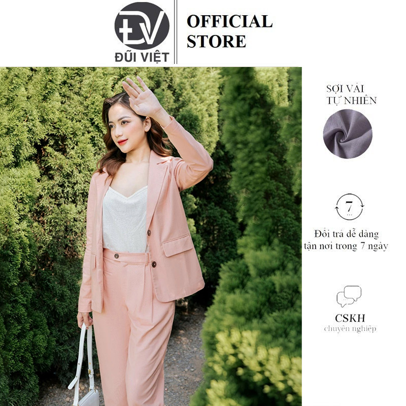 Hình ảnh Áo vest blazer Linen nữ tay dài ve vuông túi bổ nắp trẻ trung nữ tính, chất vải Linen bột Đũi Việt DV08