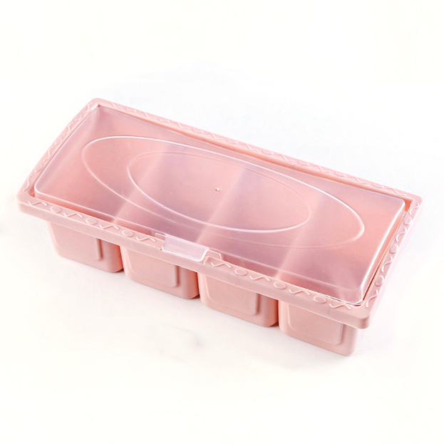 Hộp đựng gia vị 4 ngăn kèm muỗng nhựa AS PP an toàn sức khỏe - Giao màu ngẫu nhiên