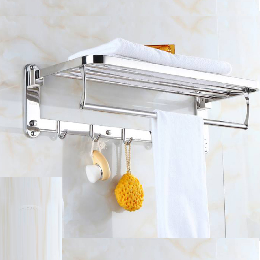Kệ vắt khăn phòng tắm gấp đứng AIZA cao cấp inox 304 SÁNG BÓNG
