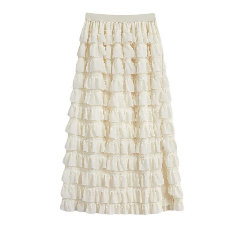 Váy Midi xếp tầng, lưng chun - Váy tầng Freesize
