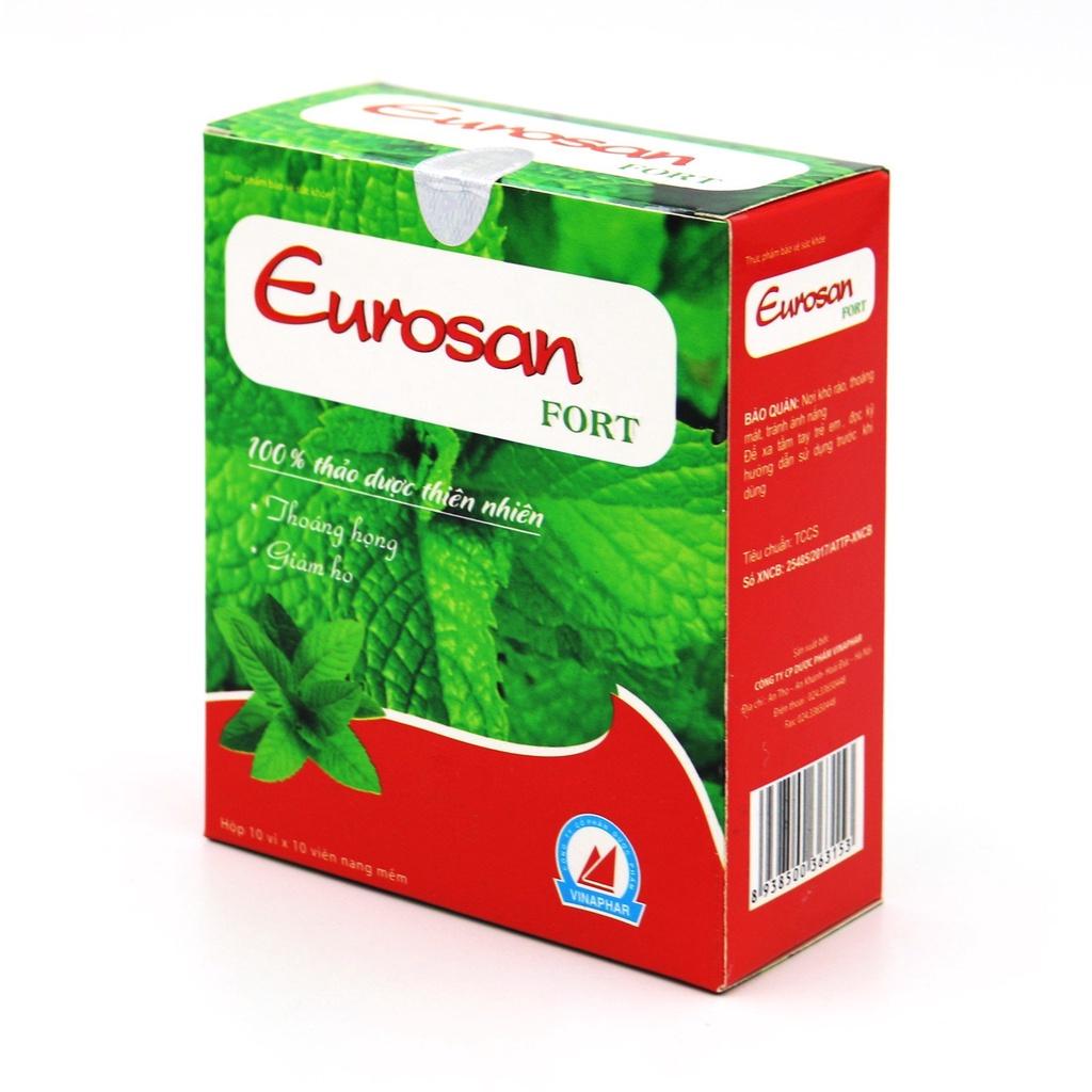 Eurosan Plus Hộp 100 viên - Bổ Phế , Làm Ấm Họng , Giảm Ho, Giảm Đau Rát Họng, Thông Thoáng Mũ