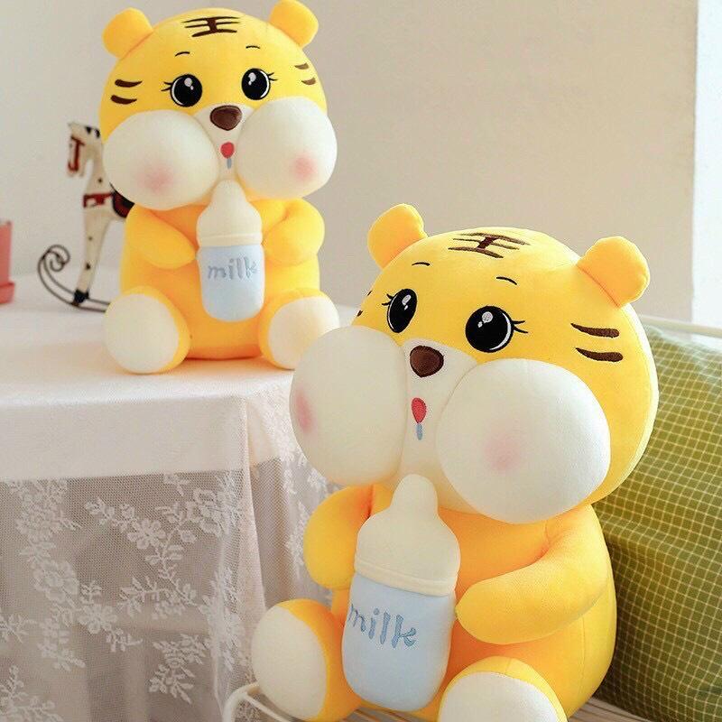 Gấu bông to Hổ ôm bình sữa,Tik.tok nhồi bông *̀  ̂́*,gối ôm hình thú nhồi bông siêu dễ thương