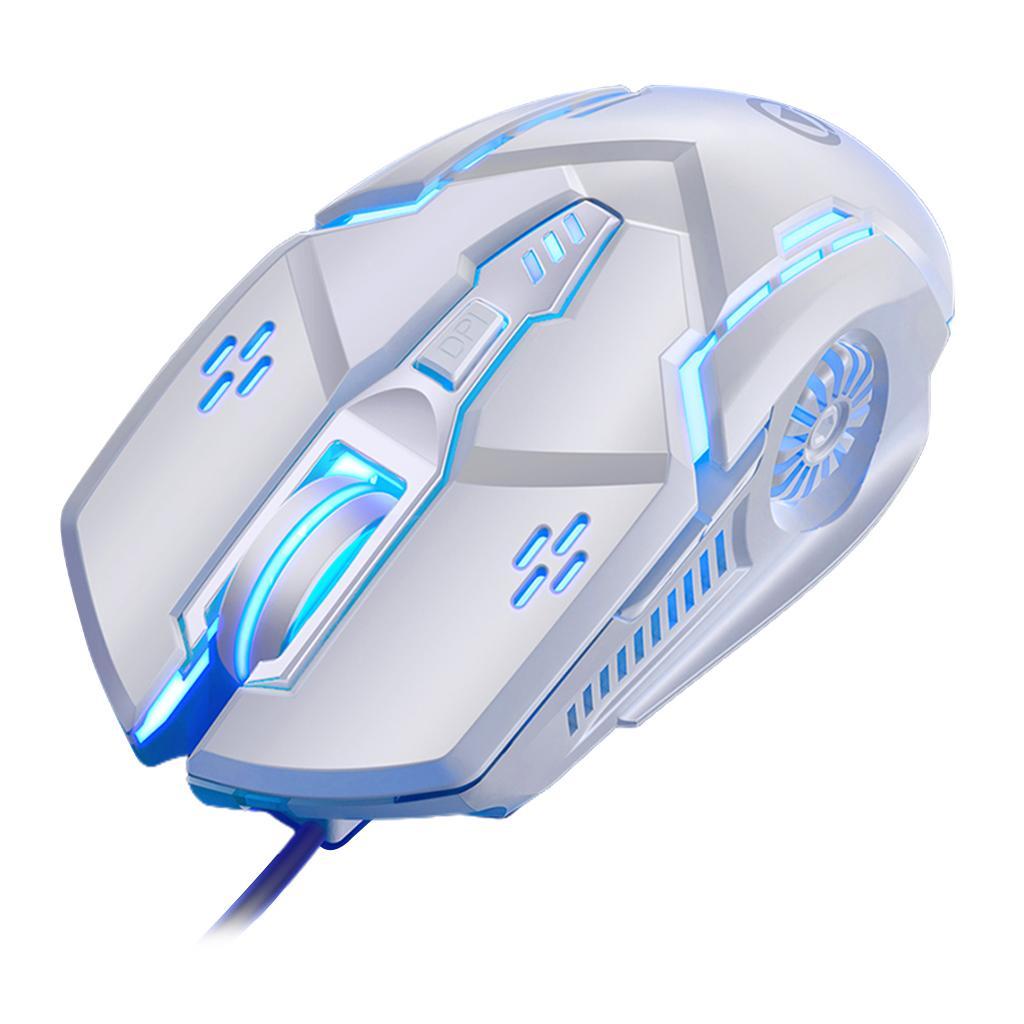 Wired Mouse Six-button Colorful Luminous Gaming Mechanical Mouse White