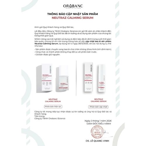 Tinh chất làm dịu, giảm đỏ OROBANC NEUTRAZ CALMING SERUM 30ml