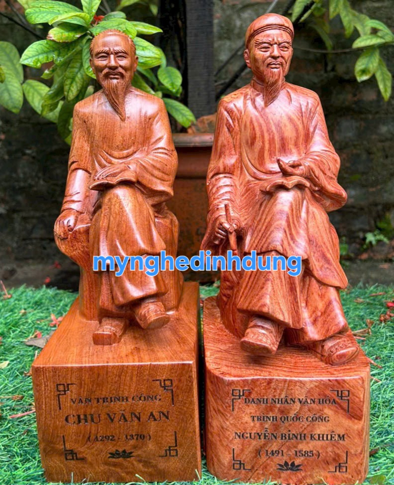 Tượng thầy chu văn an bằng gỗ hương đá cao 30x15x11cm