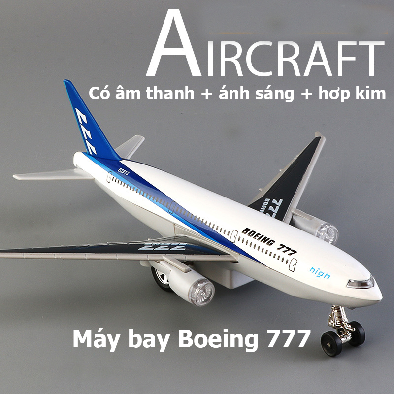 Đồ chơi mô hình máy bay BOEING 777 KAVY NO.8807 âm thanh và ánh sáng bằng hợp kim có thể trưng bày