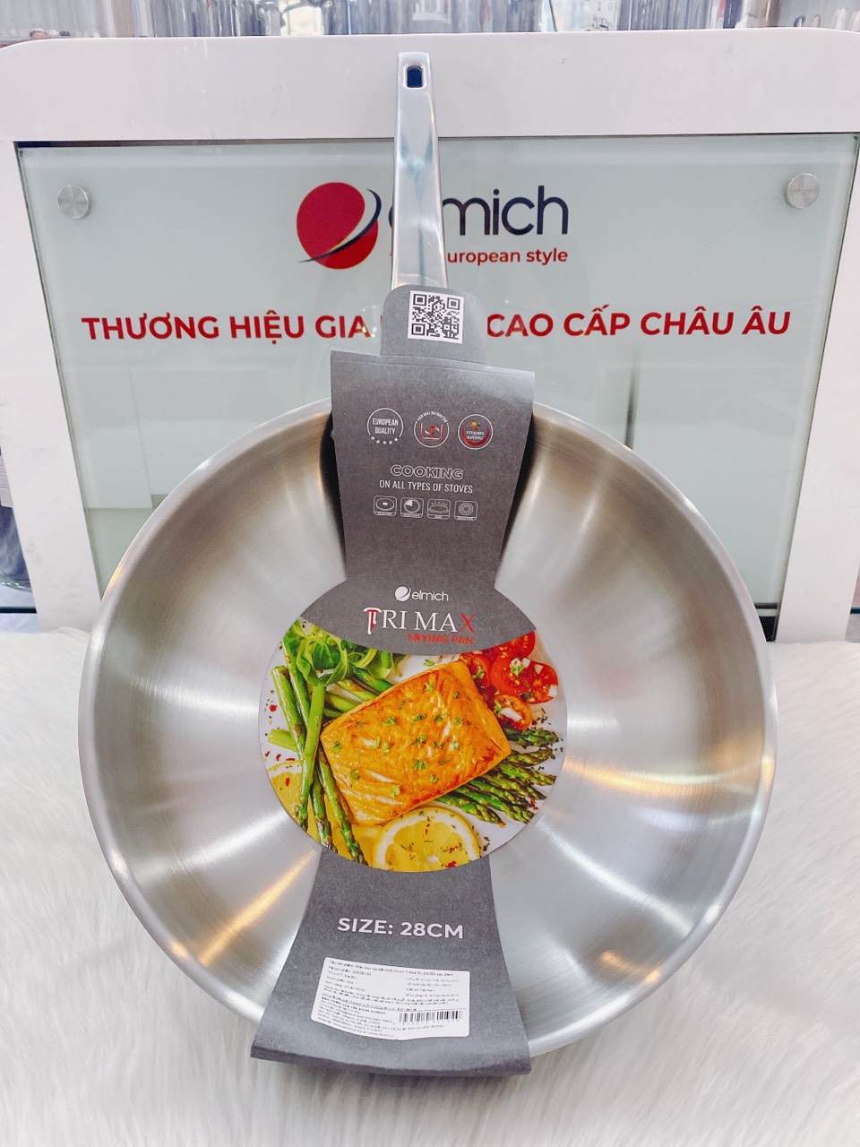 CHẢO INOX NGUYÊN KHỐI 304 SÂU LÒNG ELMICH SIZE 28CM