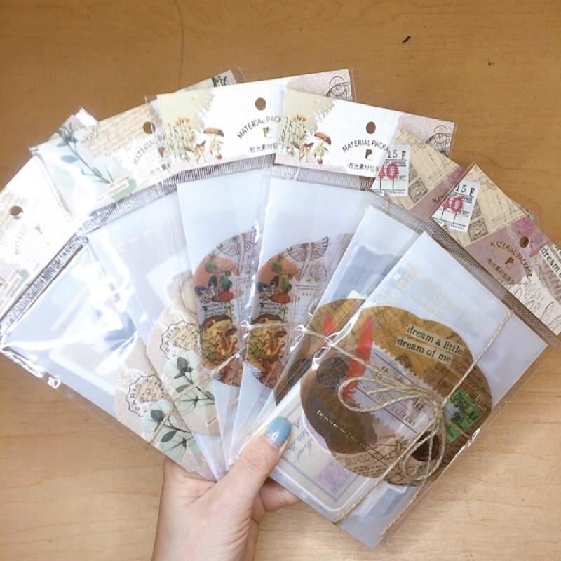 Set vintage làm penpal (nhiều loại gồm: giấy, tag, stickers, label..)