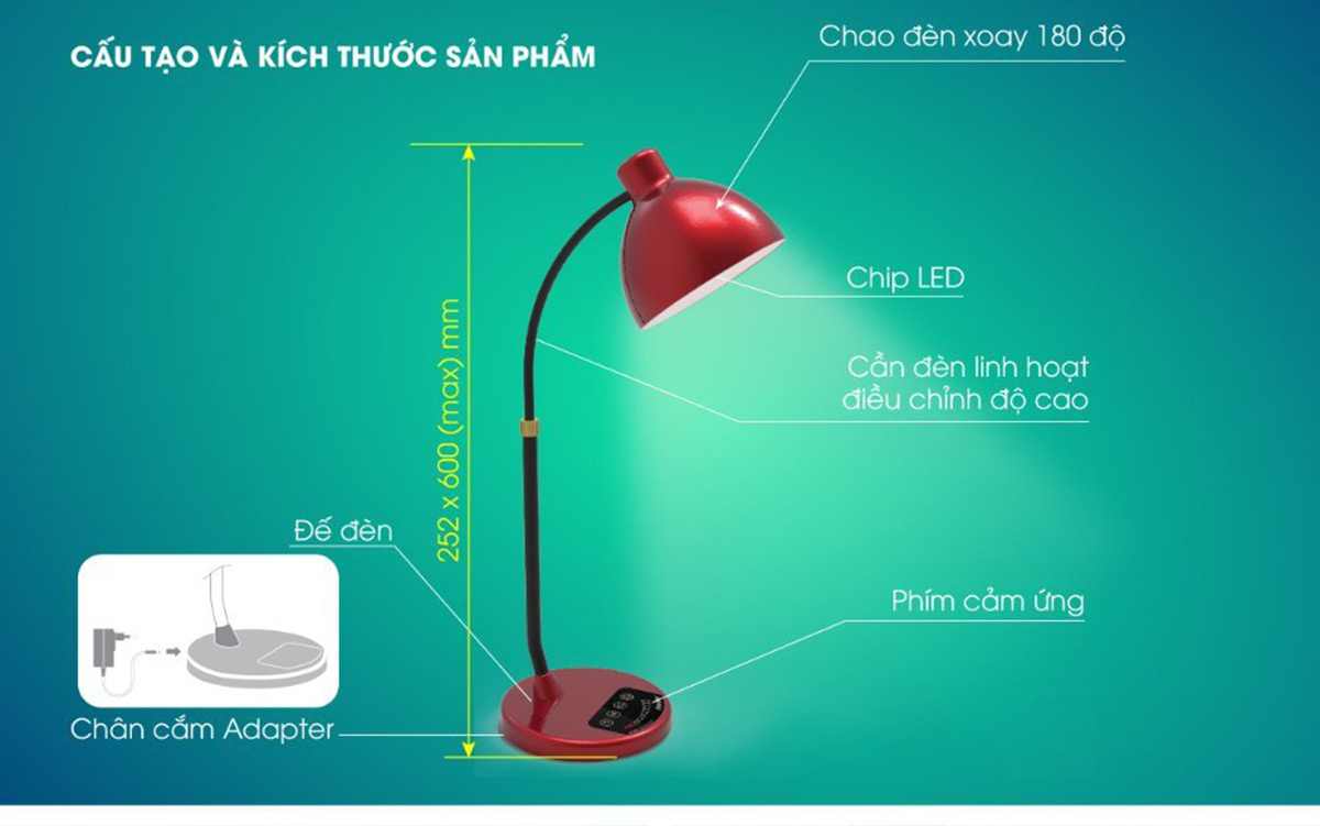 Đèn bàn LED cảm ứng có điều khiển từ xa đổi màu 3 chế độ nâng hiệu suất công việc