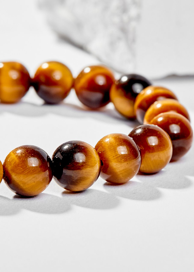 Vòng Tay Phong Thủy Đá Mắt Hổ Vàng Nâu Phối Charm Tuổi Sửu Bạc Mạ Vàng 24K Mệnh Thổ, Kim Ngọc Quý Gemstones