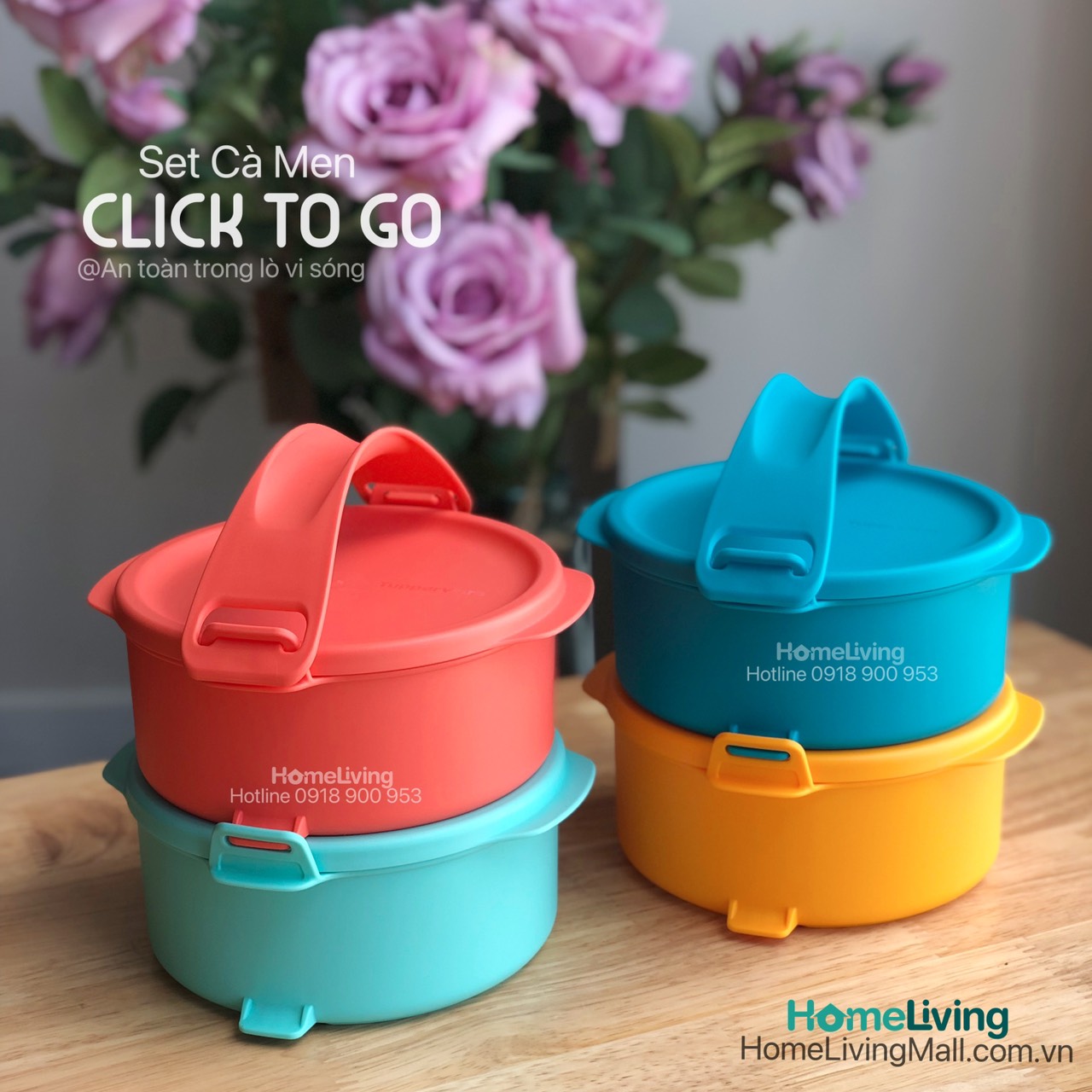 Bộ Hộp Cơm Tupperware Small Round Click To Go - Màu mới