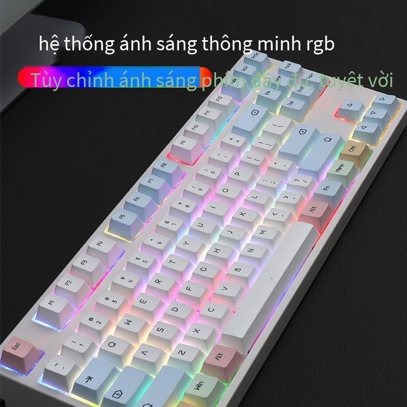 Bàn phím cơ tùy chỉnh ba chế độ không dây Bluetooth thuận lợi nhất Ánh sáng RGB 87 phím trục có thể thay thế nóng cho trò chơi thể thao điện tử