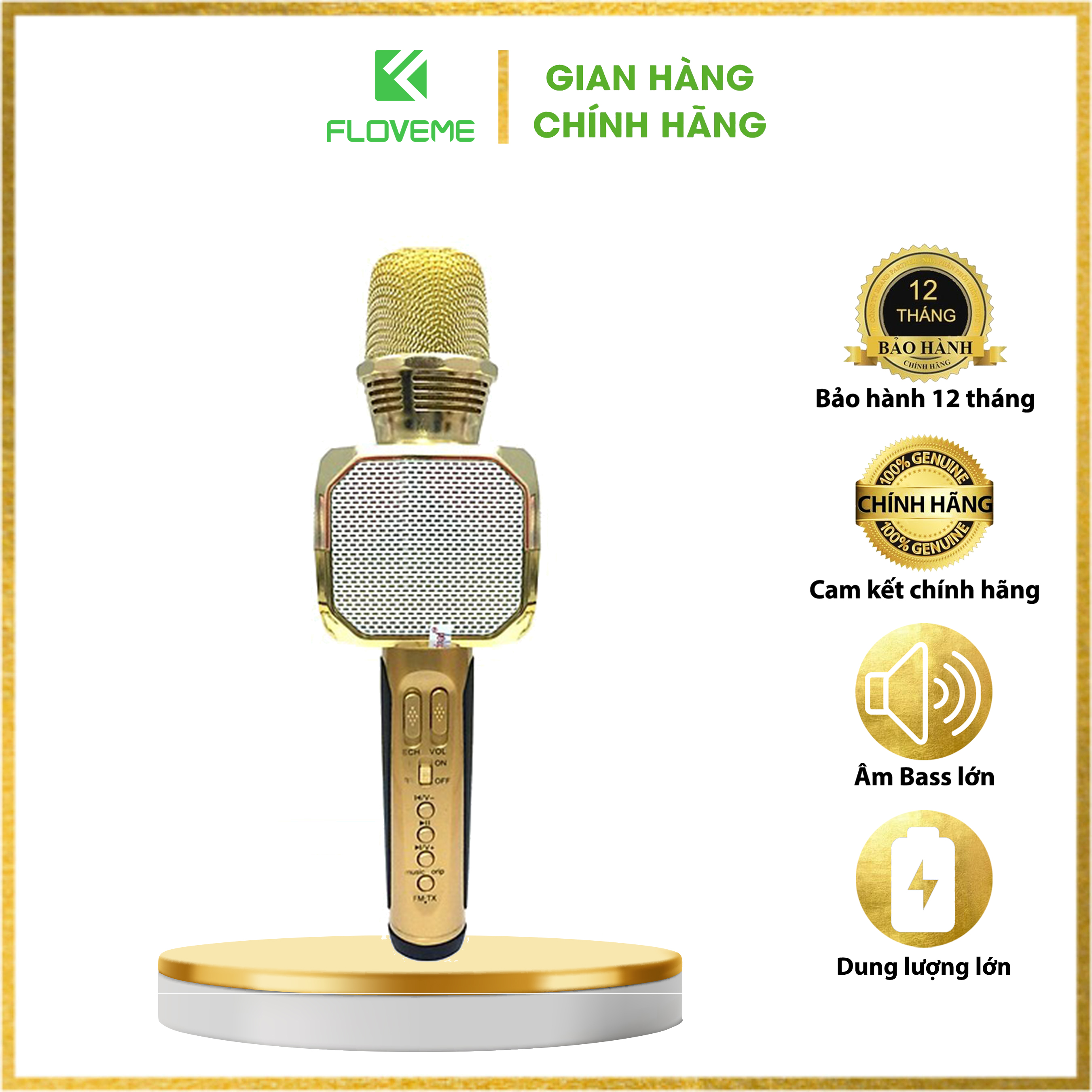 Micro karaoke không dây Floveme - SD10 loa bluetooth tích hợp micro hát , âm thanh trong, Bass khỏe - Hàng chính hãng