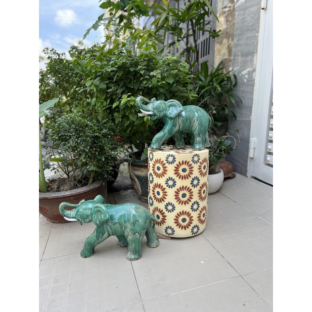 VOI BƯỚC ĐI GỐM SỨ TRANG TRÍ DECOR MÀU XANH