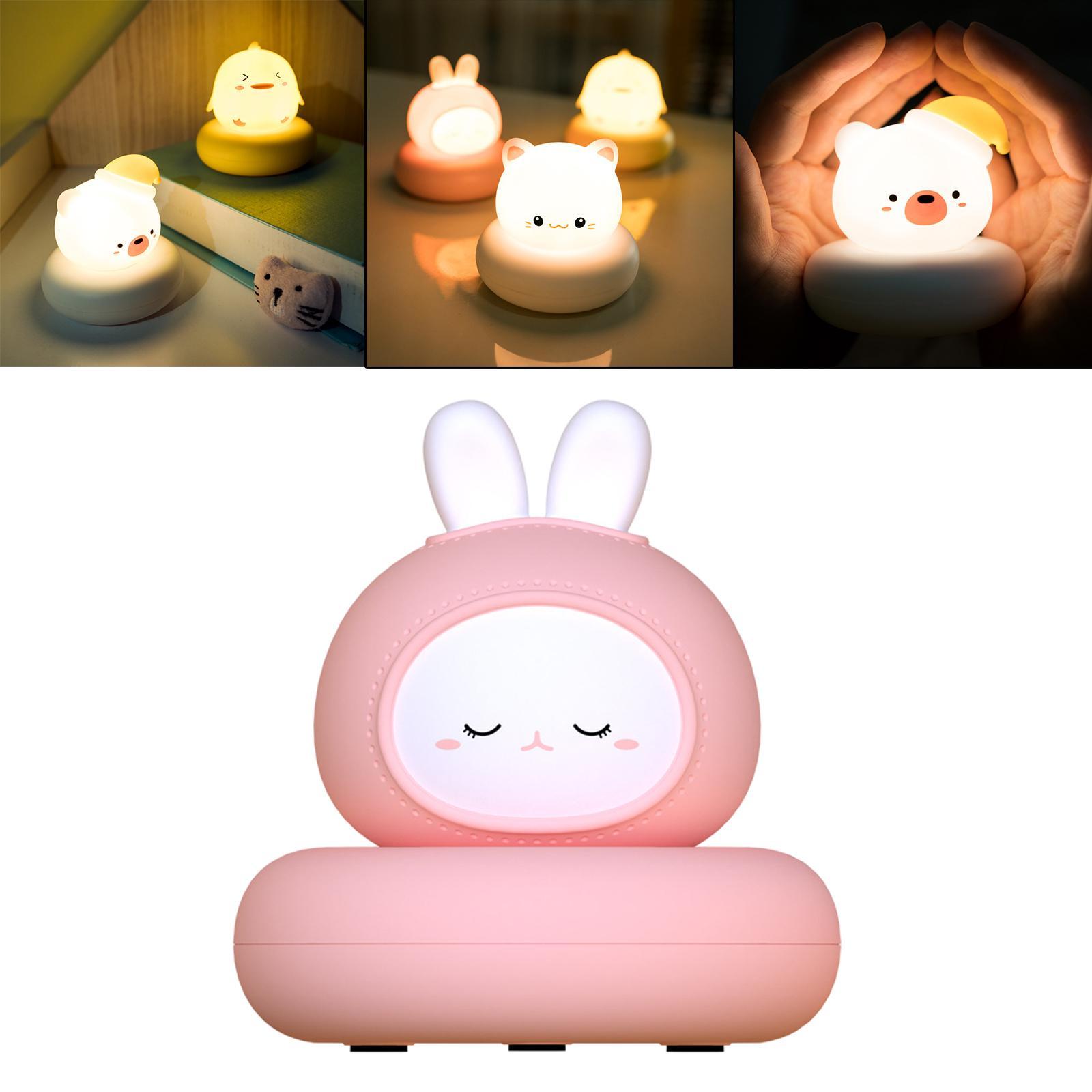 LED Night Lights Rechargeable Cartoon Portable for Bedside Bedrooms Rabbit