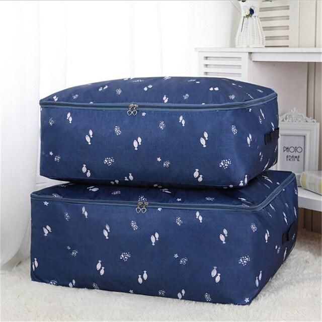 SET 3 túi đựng chăn màn quần áo màu xanh tím than bằng vải oxford siêu bền siêu nhẹ chống thấm tốt