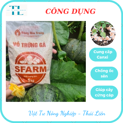 Vỏ Trứng Gà SFARM Cung Cấp Canxi Và Khoáng Chất Cho Cây Trồng - Gói 1KG