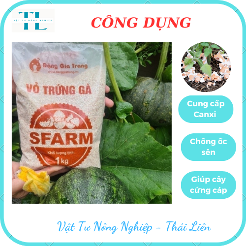 Vỏ Trứng Gà SFARM (Đã Qua Xử Lý) Cung Cấp Canxi Và Khoáng Chất Cho Cây Trồng - Gói 1KG