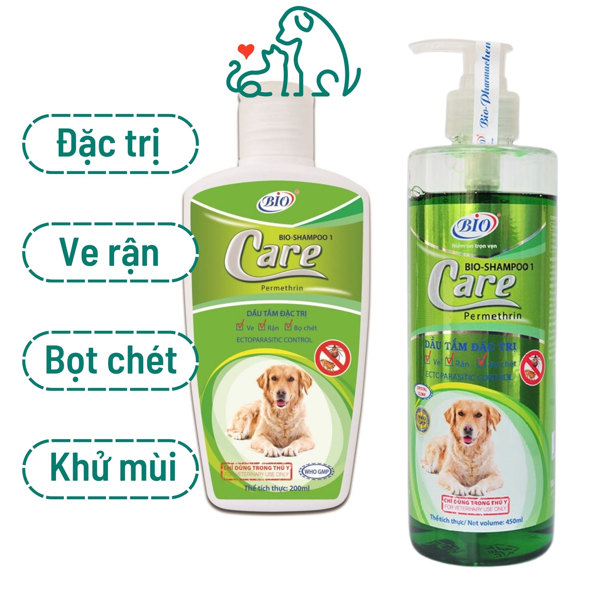 Sữa tắm Bio Care chó mèo thú cưng diệt ve rận bọ chét