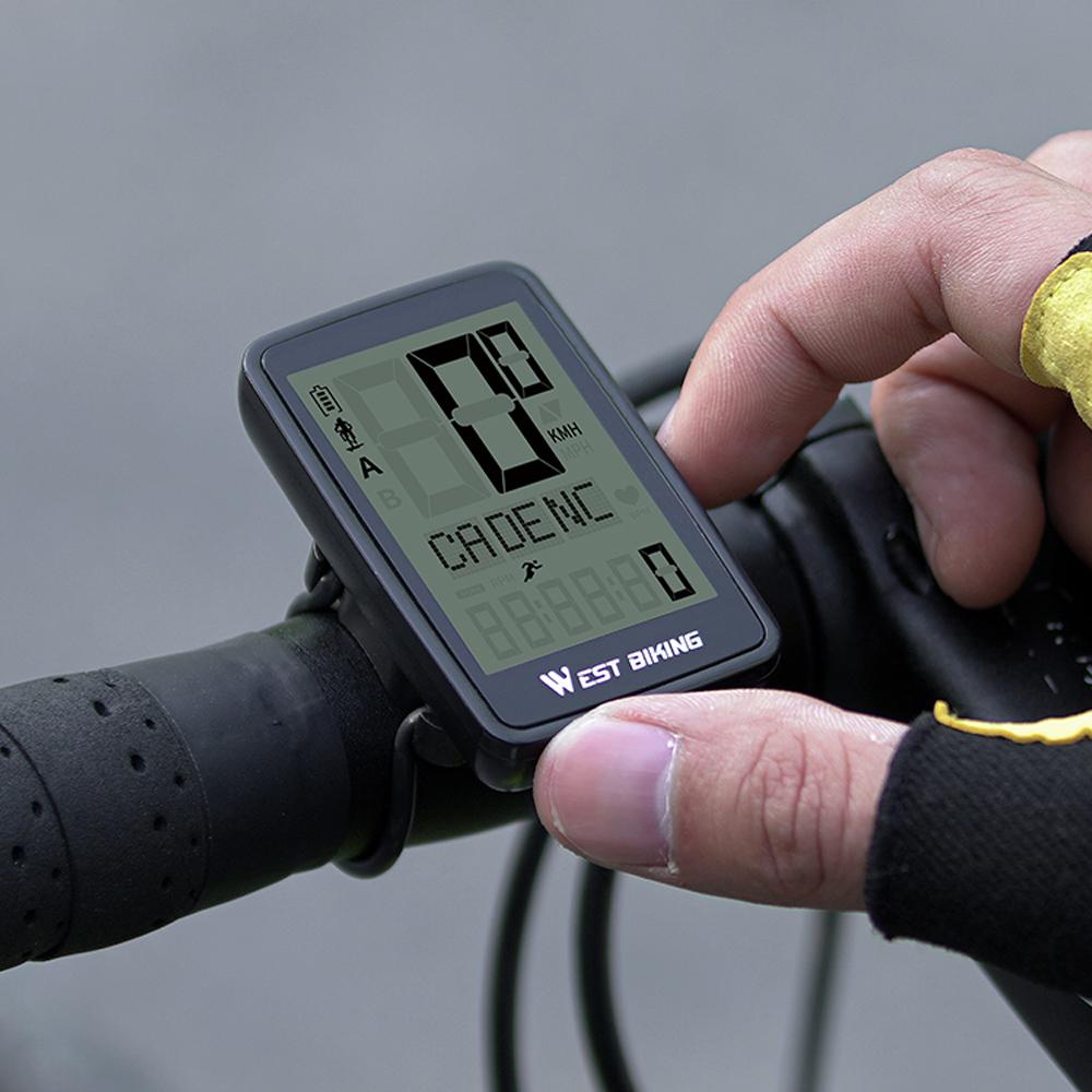 Máy đo tốc độ MTB WEST BIKING Không dây Song ngữ cho xe đạp Đa chức năng Đèn nền toàn màn hình