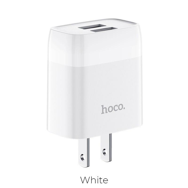 Cốc sạc 2 cổng và Bộ cốc cáp sạc dành cho Hoco C73/C73A Glorious 2.4A-chân/Micro-USB/Type-C (Trắng) - Hàng chính hãng