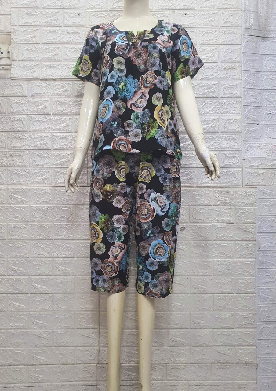[45kg - 80kg] Đồ Bộ Mặc Nhà, Đồ Bộ Tole (Lanh) Nhung Nữ Quần Lửng Tay Ngắn Trung Niên Có Bigsize