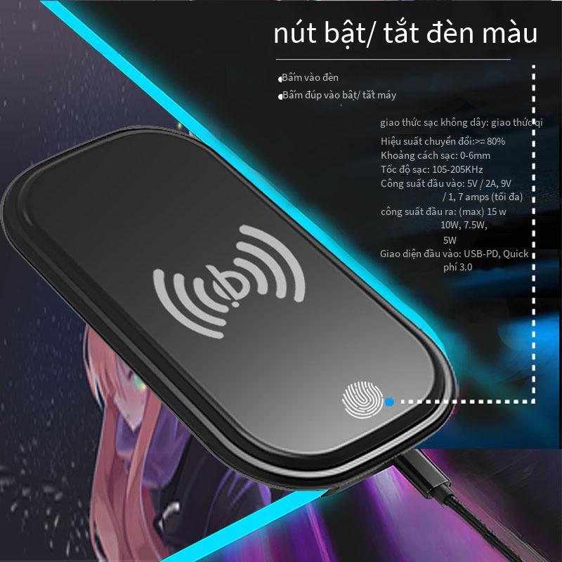 Gián Điệp Tốt Nhất Nhà Chơi Hoạt Hình Sạc USB Không Dây Chiếu Sáng Miếng Lót Chuột LED 15W Sạc Nhanh RGB Miếng Lót Chuột Bàn thảm