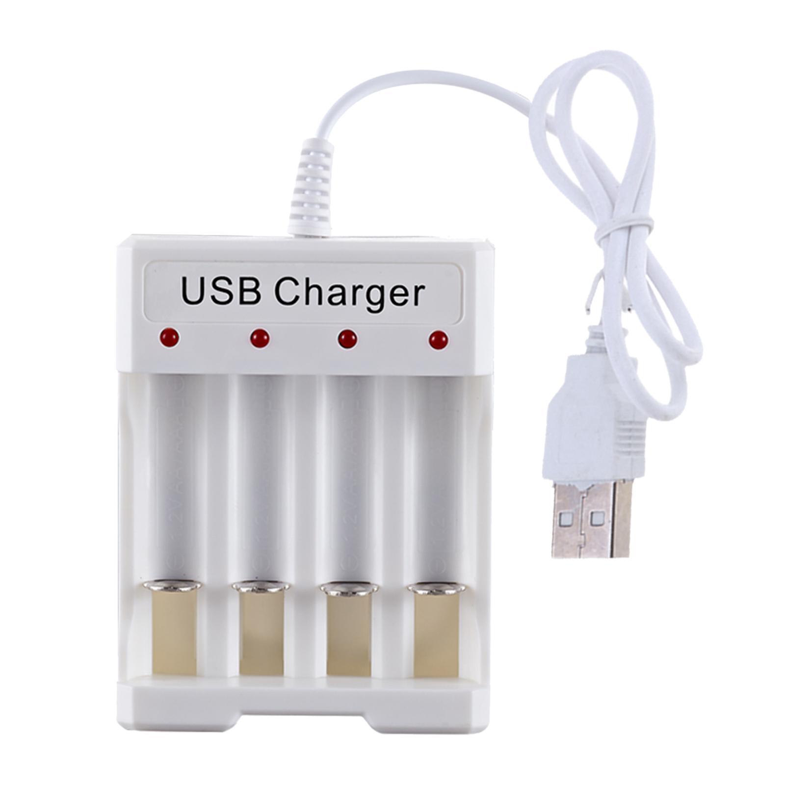 2Pcs 4 Slot Smart Charger for Rechargeable Batteries Ni-MH Ni-Cd, AA AAA