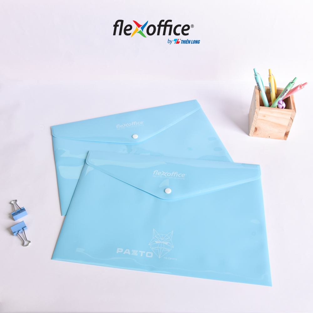 Combo 10 Bìa nút Pazto màu Pastel F4 Thiên Long Flexoffice FO-CBF010 - Màu ngẫu nhiên