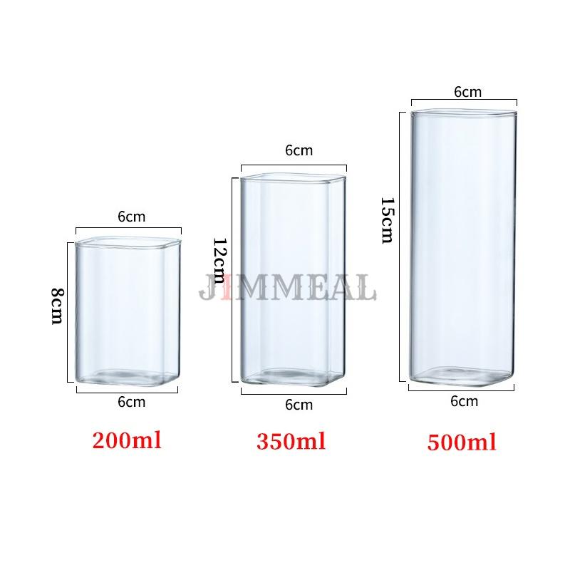 Ly Thủy Tinh Vuông, Cốc Thủy Tinh Vuông Chịu Nhiệt Uống Nước Pha Trà Ca Phê Decor 200ml 350ml 500ml