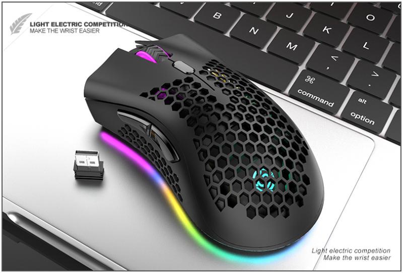 BM600 RGB Chuột Không Dây Chơi Game Nhẹ Tổ Ong Vỏ Công Thái Chuột Có Dây MềM MạI Cáp Chuột Game Thủ