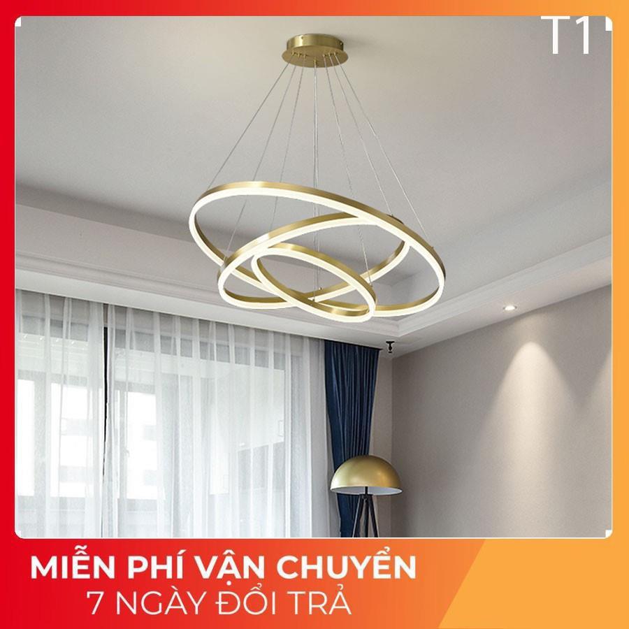 Đèn Thả Trần Không Gian Led T11 Hình Tròn 3 Vòng Viền Trắng/Vàng - 3 Chế Độ Ánh Sáng - Điều Khiển Từ Xa