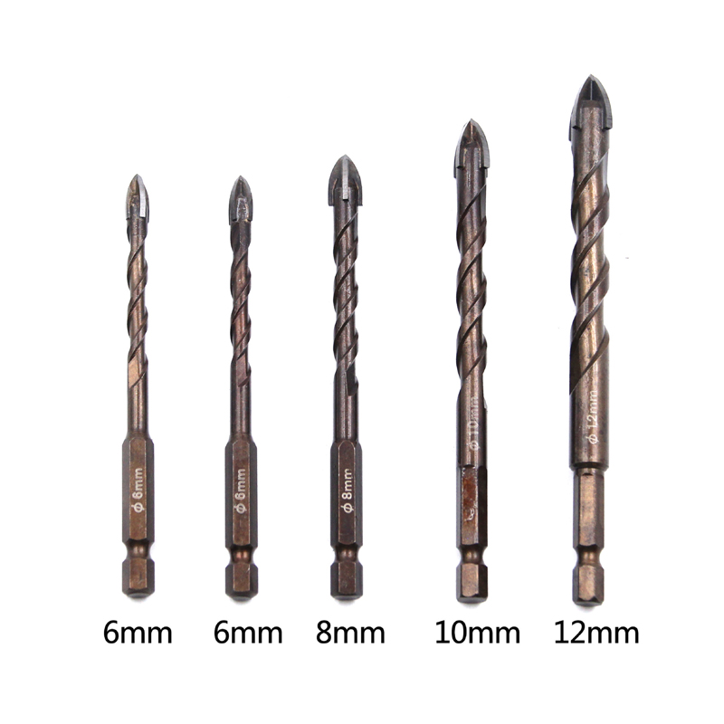 Mũi khoan đa năng khoan gốm sứ tường, 1 Bộ 5 món 6/6/8/10/12mm