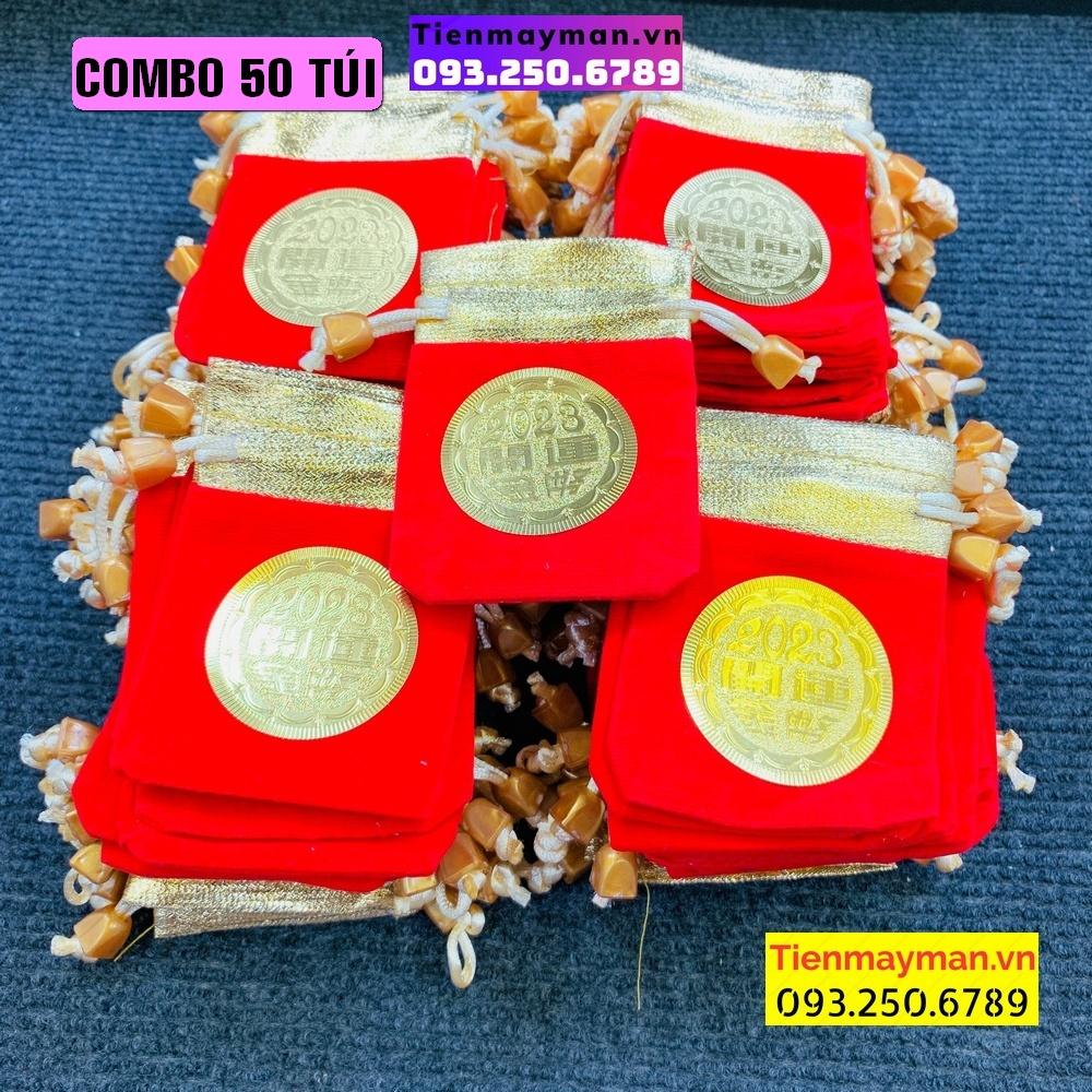 Combo 50 túi gấm nhung đỏ cao cấp 2023 - Quý Mão dùng làm quà tặng, lì xì, Tiền lì xì tết 2023 , NELI