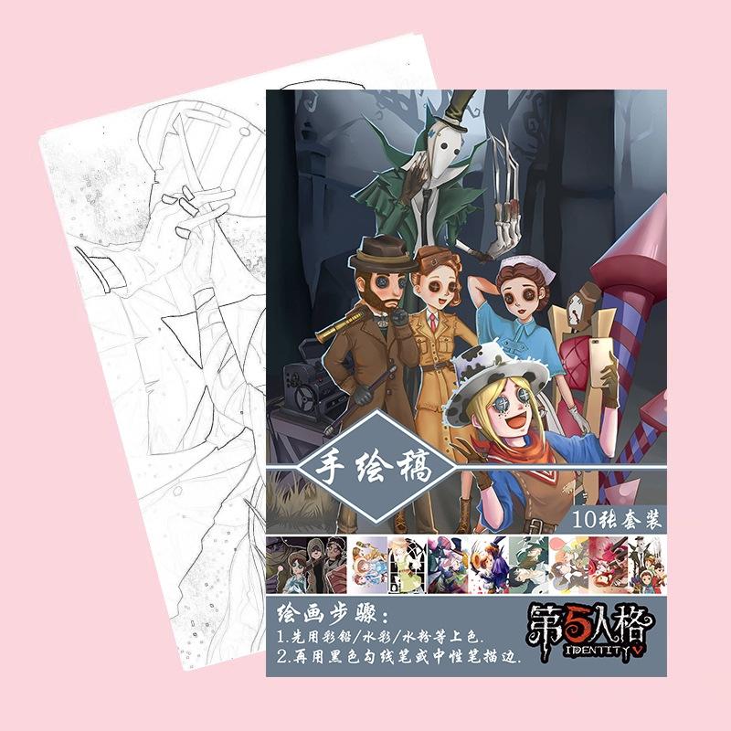 Tranh tô màu Identity V Nhân cách thứ năm tập bản thảo phác họa anime manga chibi tặng thẻ Vcone