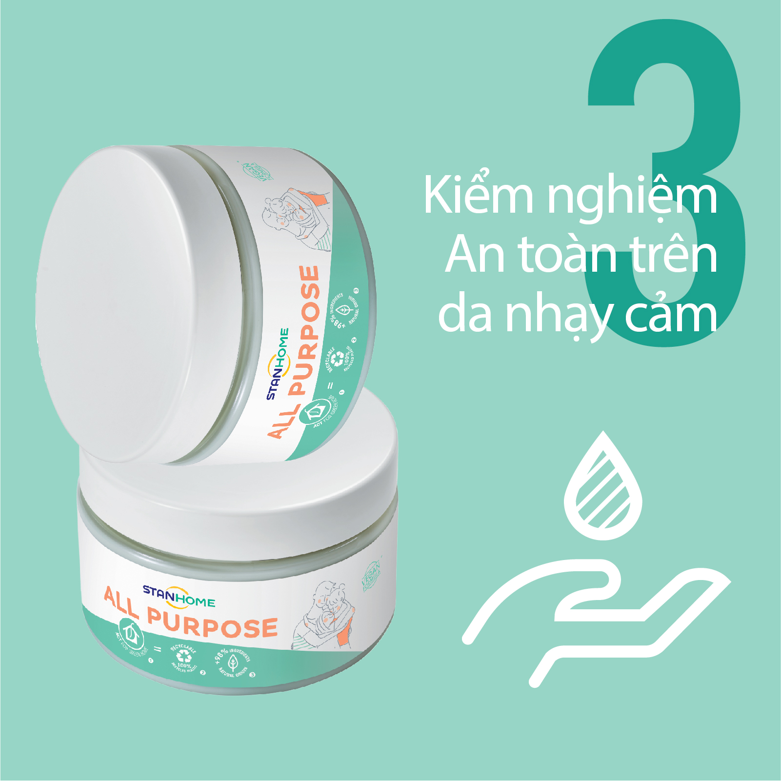 Kem dưỡng ẩm làm dịu, làm mềm cho da khô & da nhạy cảm Stanhome Family Expert  All Purpose 300ml/hũ