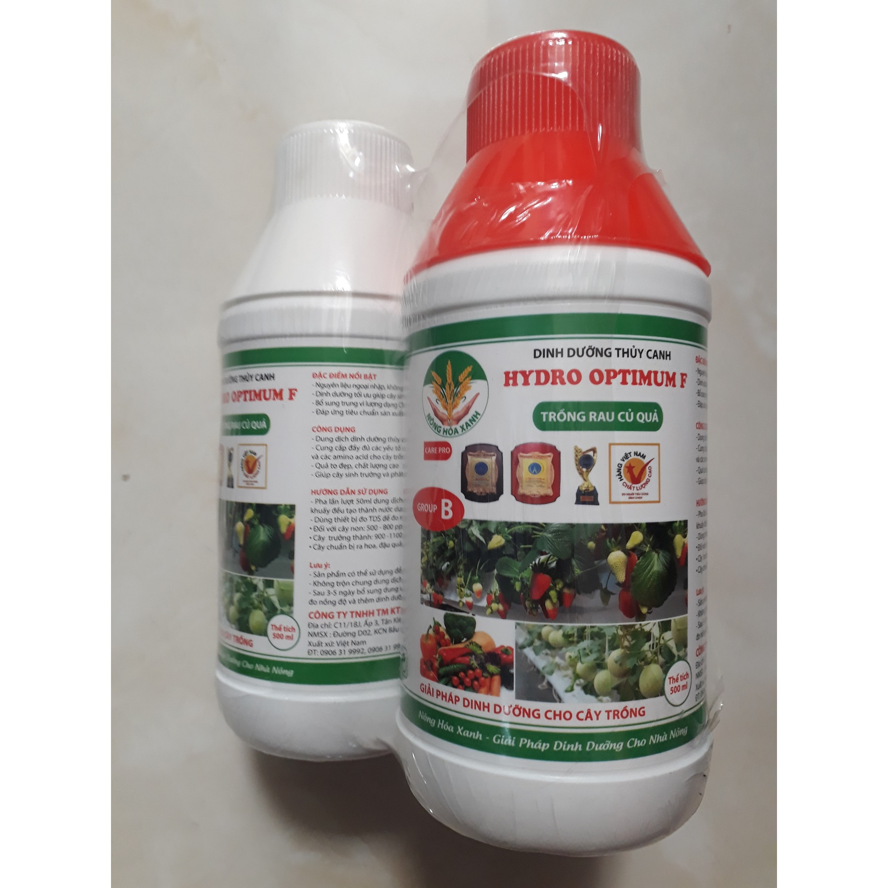 Combo 2 chai Phân bón dinh dưỡng thủy canh HYDRO OPTIMUM F chuyên dùng cho rau củ quả Chai 500ml