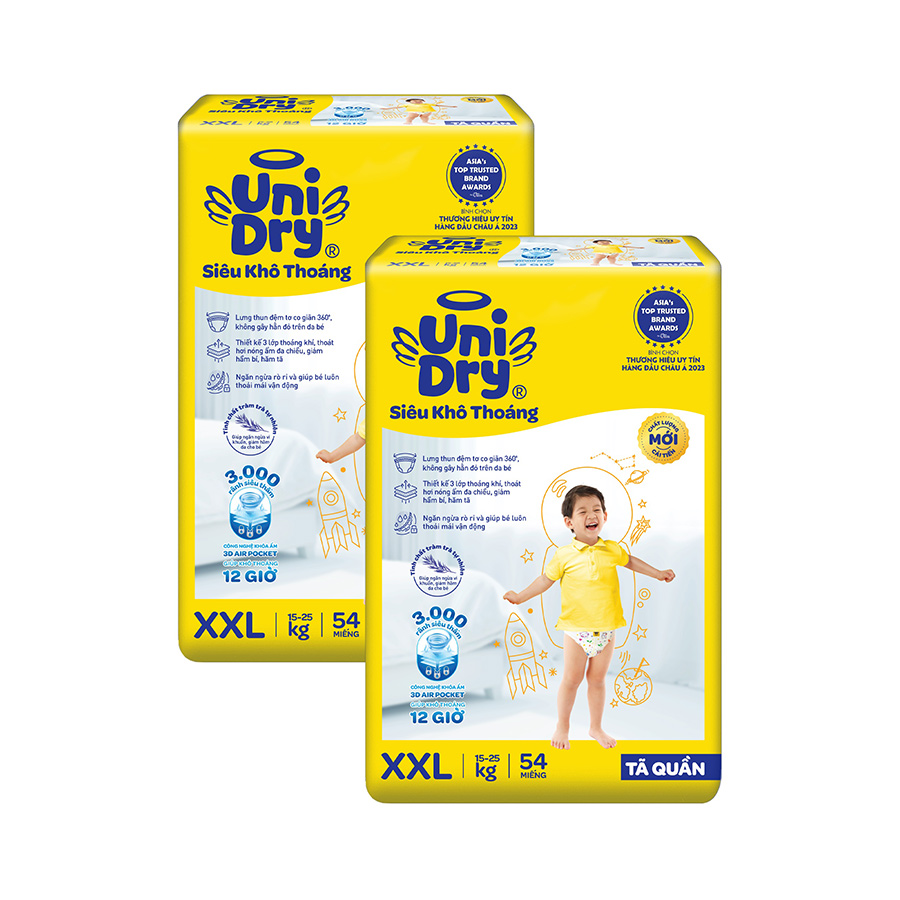 Combo 2 Tã quần UniDry Siêu khô thoáng gói Jumbo mới size XXL