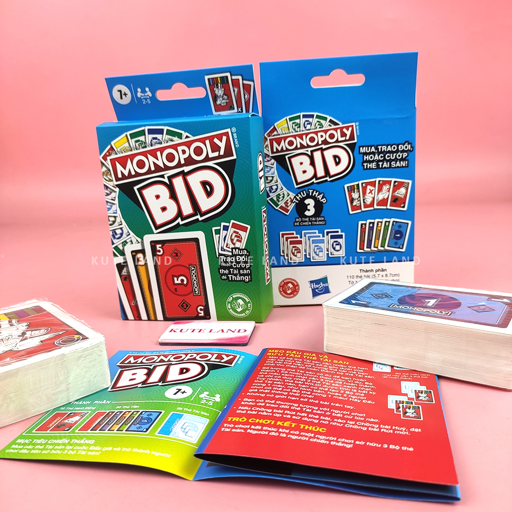 [Bản Cao Cấp] Bộ Bài Tỷ Phú Monopoly BID Phiên Bản 110 thẻ bài Tiếng Việt BID Cards Game